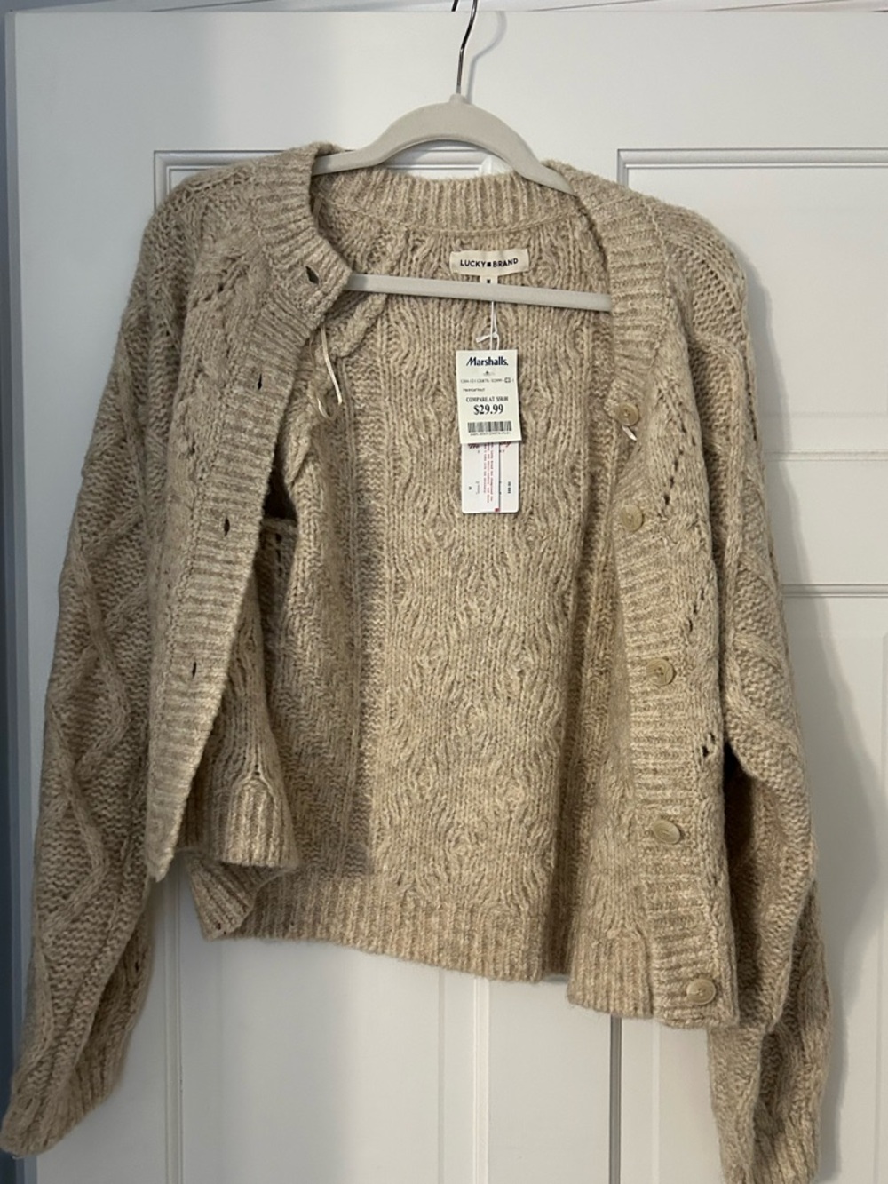Lucky Brand Womens Size M Knit Beige Cardigan